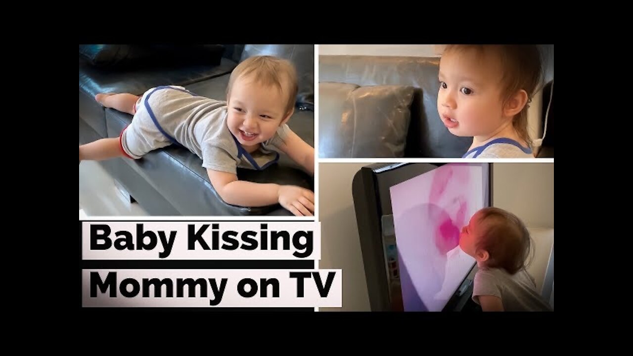 Baby Kissing Mommy On TV