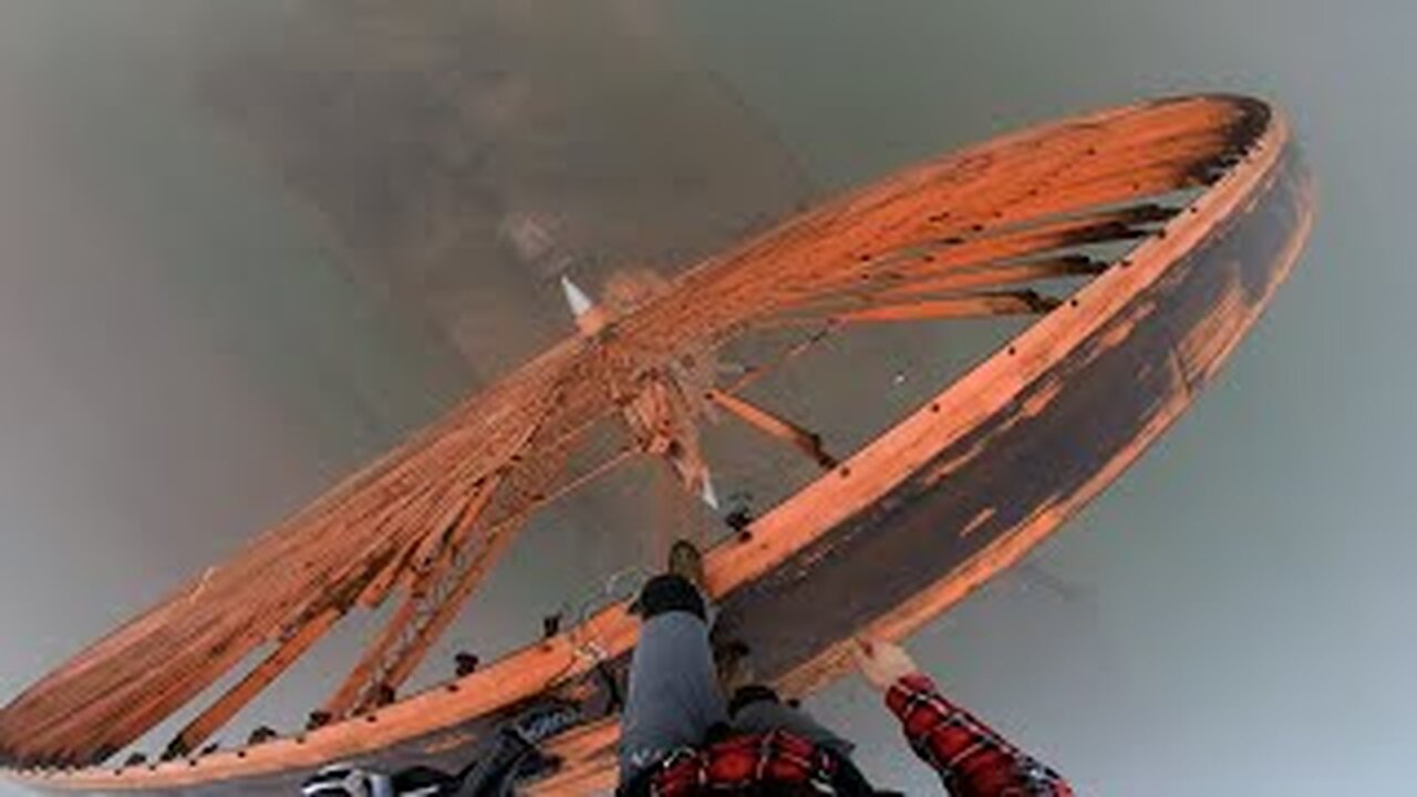 UNCUT - 50 meters BASE jump fromsteampunk wind turbine