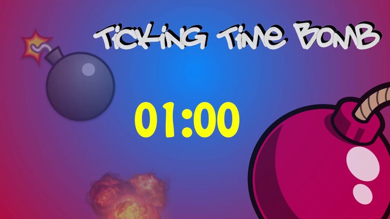 1 Minute Timer and Stopwatch with Fun Background Music and Explosion - Ticking Time Bomb