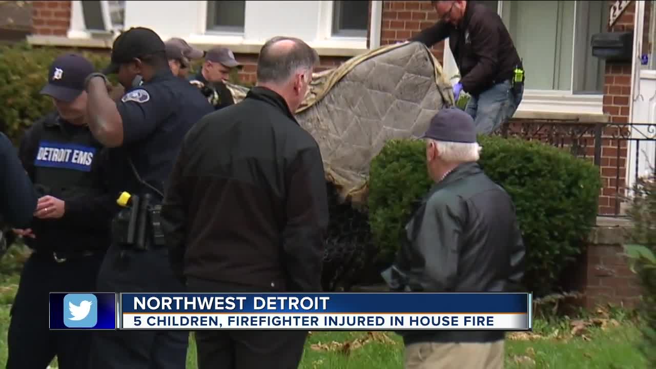 5 children, firefighter injured in house fire in northwest Detroit