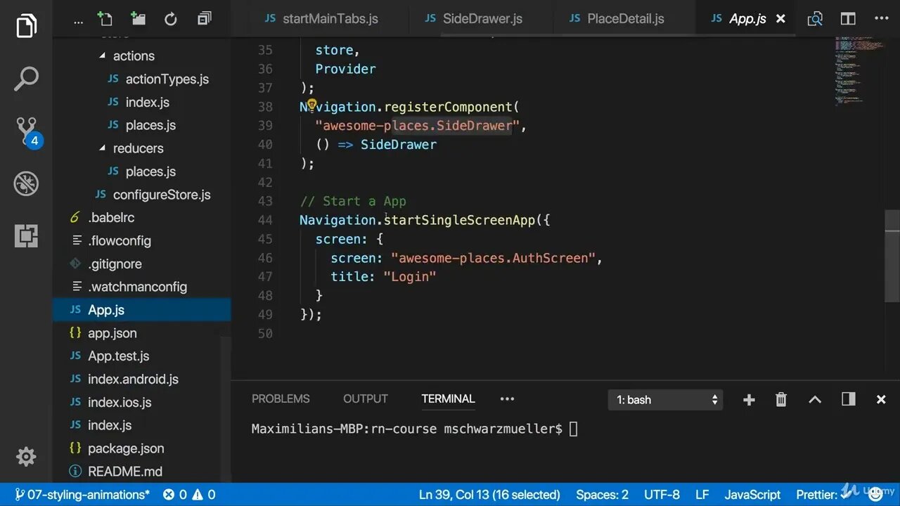 94 - Using Different Entry Points into the App | REACT NATIVE COURSE