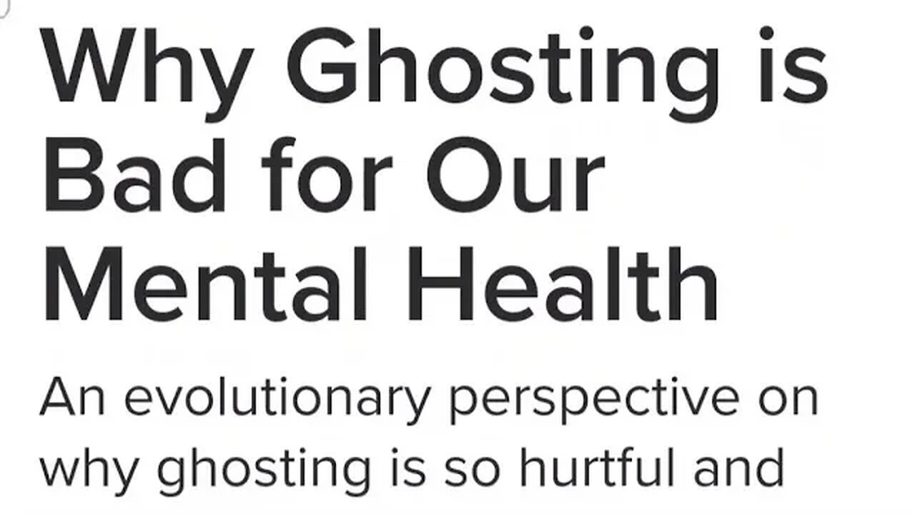 Ghosting | BPD | Social Media and Mental Health