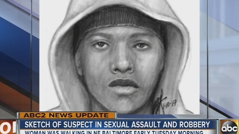 Sketch of suspect in North Baltimore sexual assault released by Baltimore Police