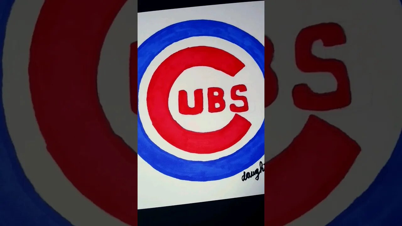 CHICAGO CUBS LOGO! Dad And Daughter DRAWING #drawing #art #Chicagocubs #logo #markers