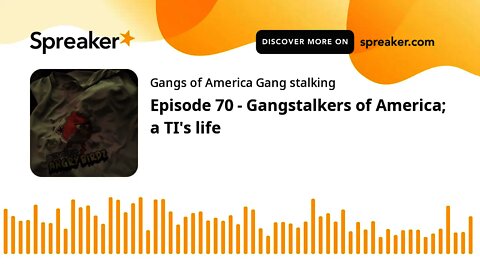 Episode 70 - Gangstalkers of America; a TI's life