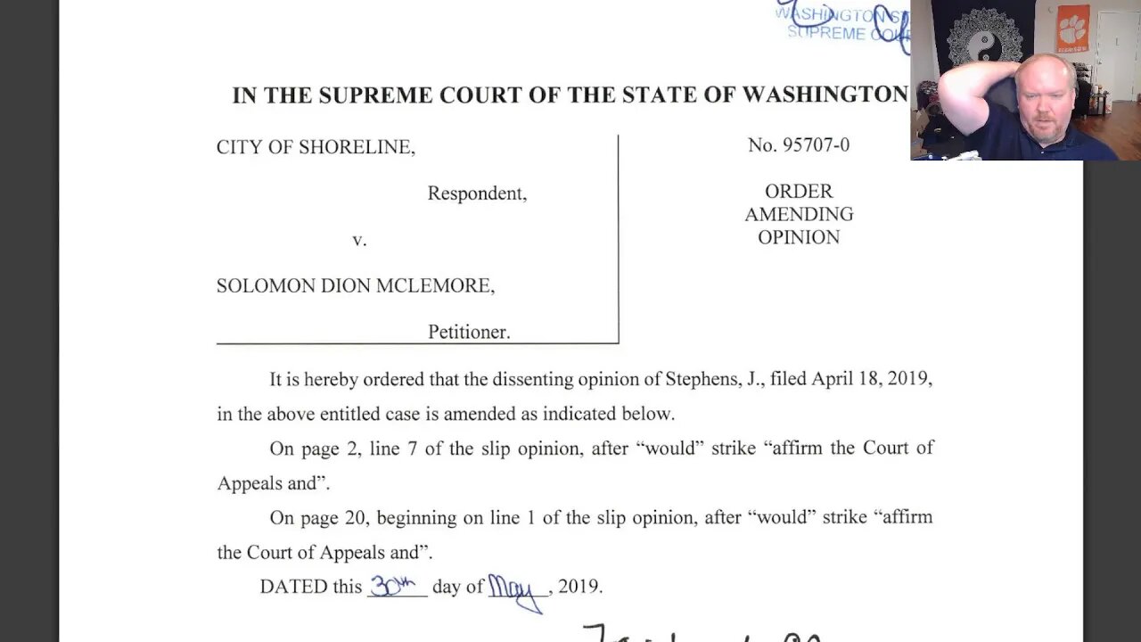 Wa. Man Convicted for Refusing to Open Door to Police ( Shoreline v. McLemore)