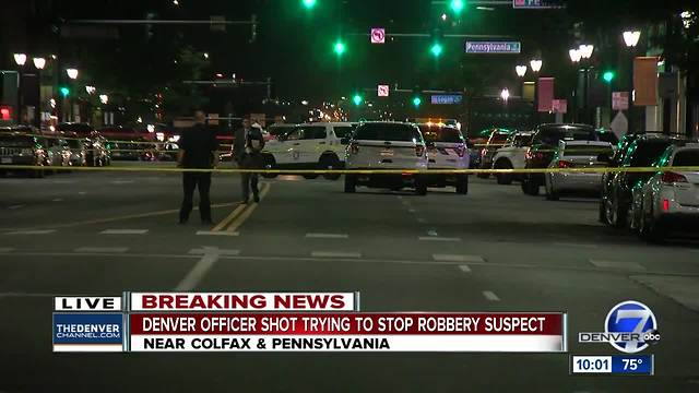 Denver officer struck in leg in East Colfax shooting; suspect in 'grave condition'