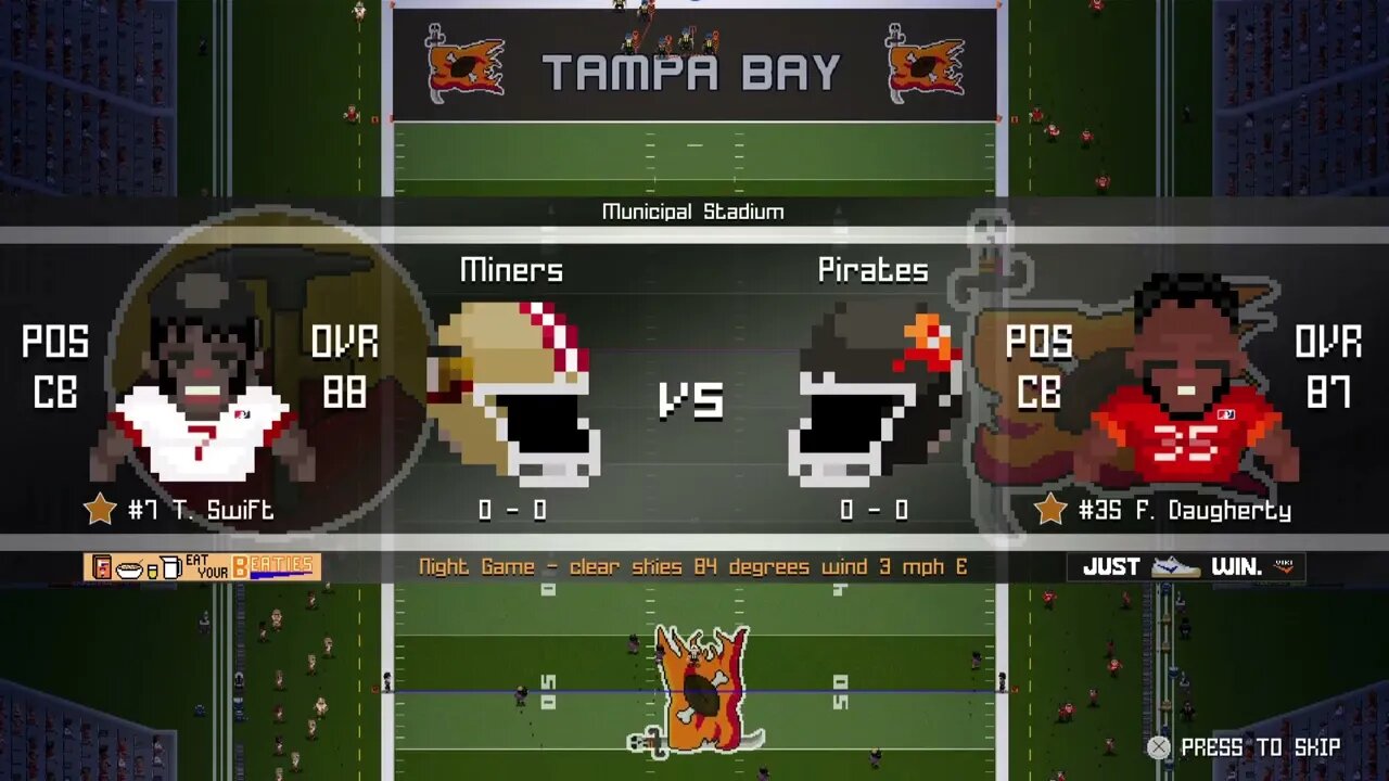 EFL:1-14- Tampa Bay Pirates (1-0) Defeat San Francisco Miners (0-1) -24-13- Legend Bowl - Week 1