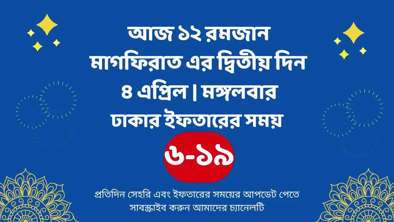 আজ ১২ রমজান ০৪ এপ্রিল ঢাকার ইফতারের সময় iftar time 2023 in Dhaka 4 april iftar time 2023