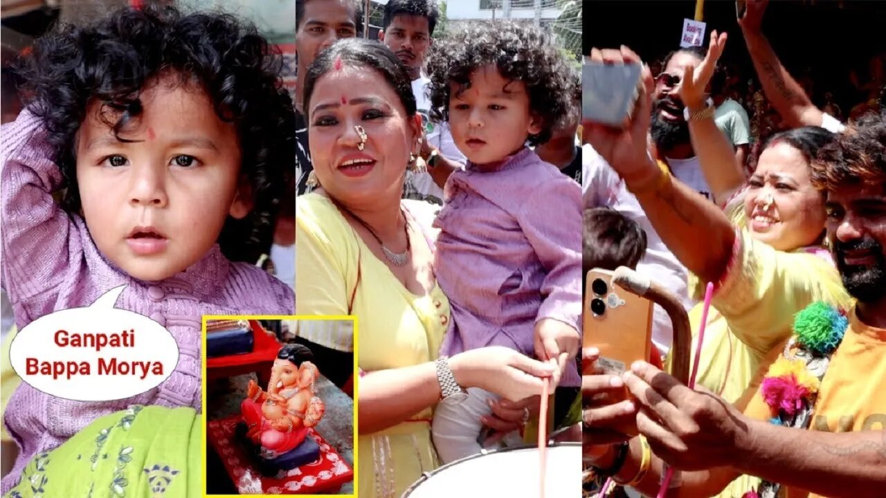 Bharti Singh With Son Golla -Laksh Grand Welcome Of Ganpati Bappa 2023 🤩💖📸