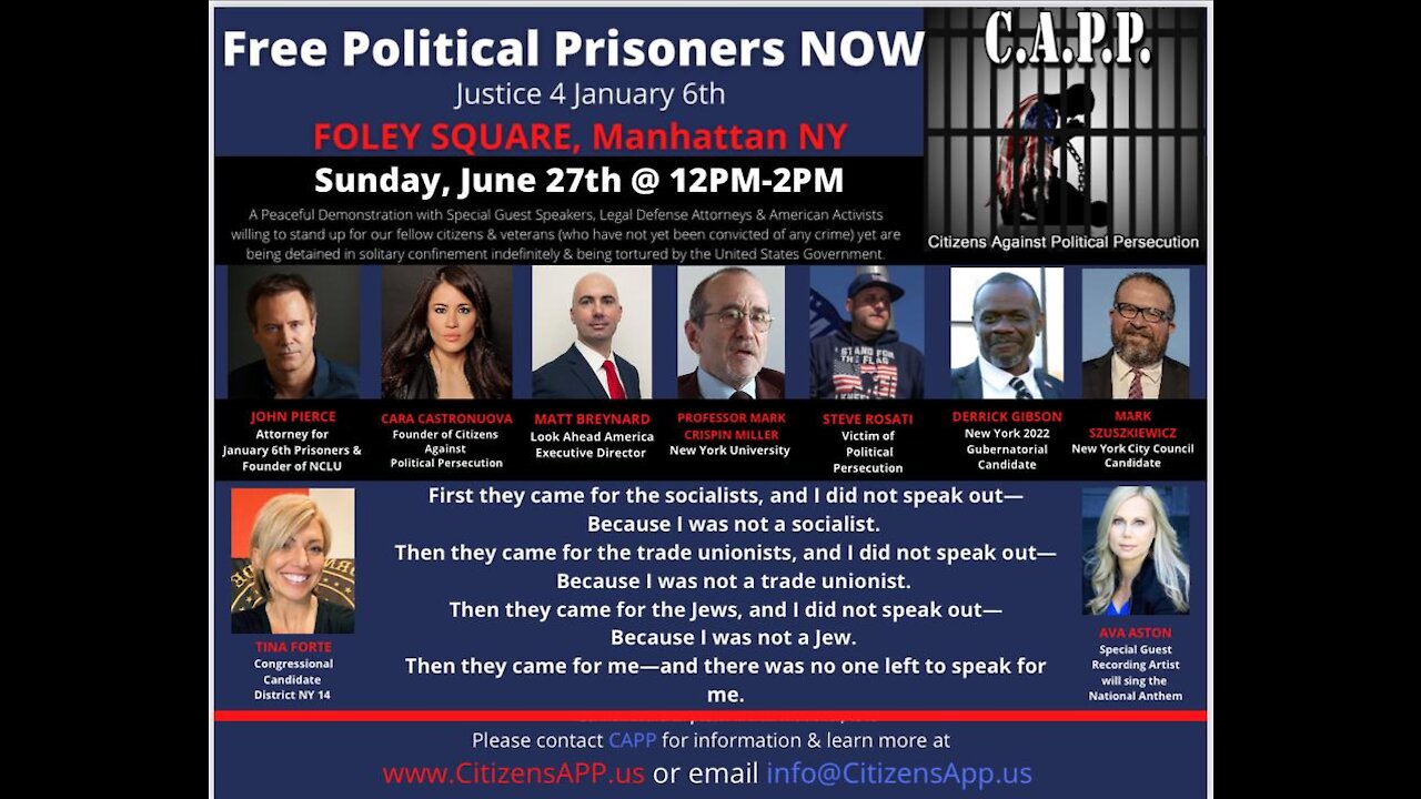 🚨NYC PROTEST LIVE!🚨 FREE JAN 6th POLITICAL PRISONERS NOW! - CitizensAPP.us