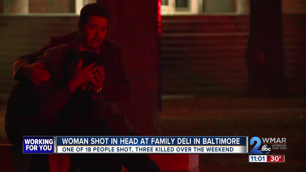 Woman shot in head at family deli in Southeast Baltimore
