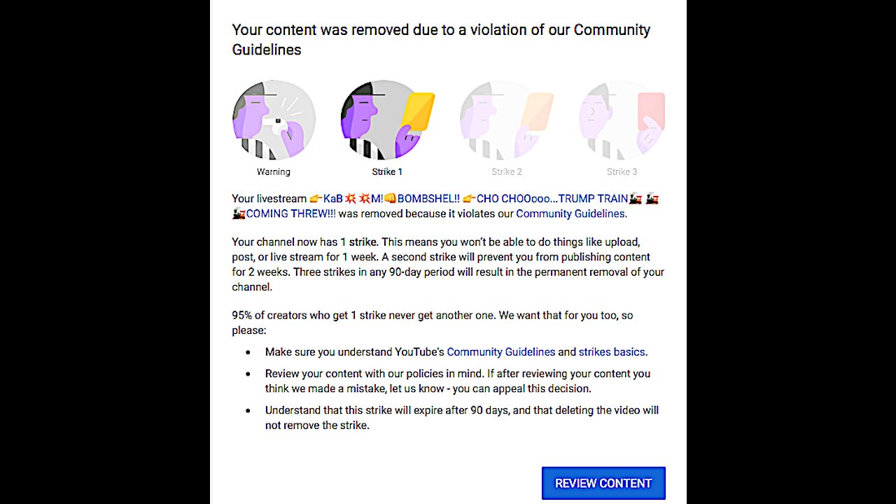 Your Content was Removed due to a Violation of our Youtube Community Guidelines!
