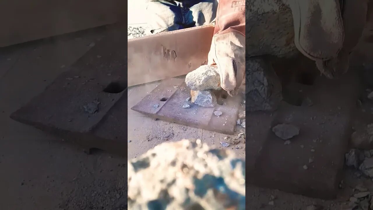 Crushing rocks for gold by hand #shorts #short #gold #crushing #rock #quartz #fun #slowmotion ##