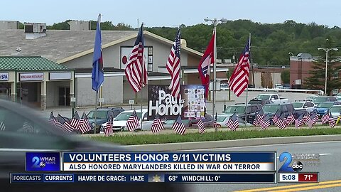 Thousands of flags placed along road to honor 9/11 first responders