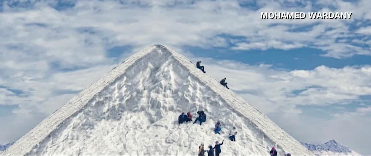 Salt on Egypt's mountains looking like snow