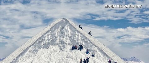 Salt on Egypt's mountains looking like snow