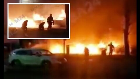 Moscow in FLAMES: Huge fire rips through Russian capital after car explosions