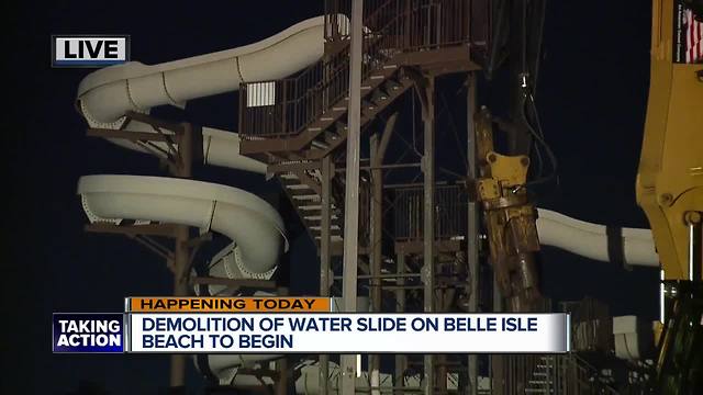 Crews to tear down waterslide on Belle Isle for new splashpad