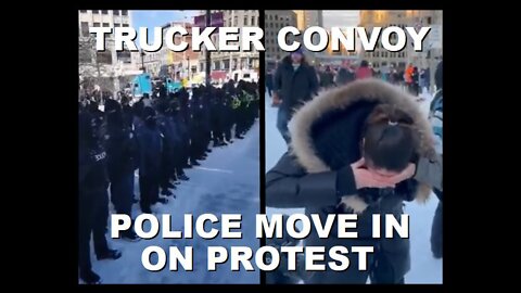 Convoy Protest: Police Move In, Trucks Smashed, Pepper Sprayed, Disabled Vet Pushed | Feb 18 2022