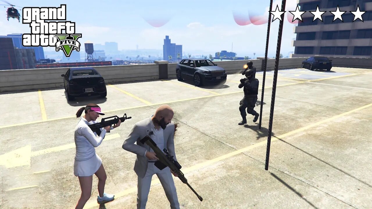 GTA 5 - Michael And Amanda's FIVE STAR COP BATTLE (GTA V Funny Moment)