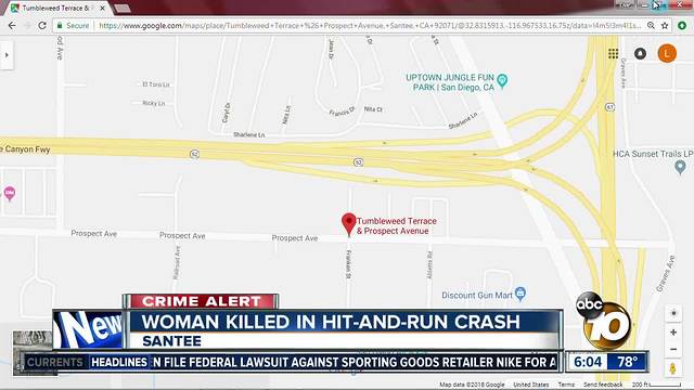 Woman killed in Santee hit-and-run