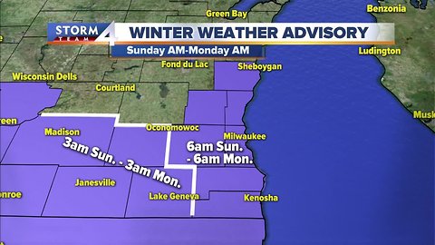 Winter Weather Advisory goes through Monday morning