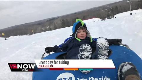 First big snowfall brings out sleds, tubes and skis