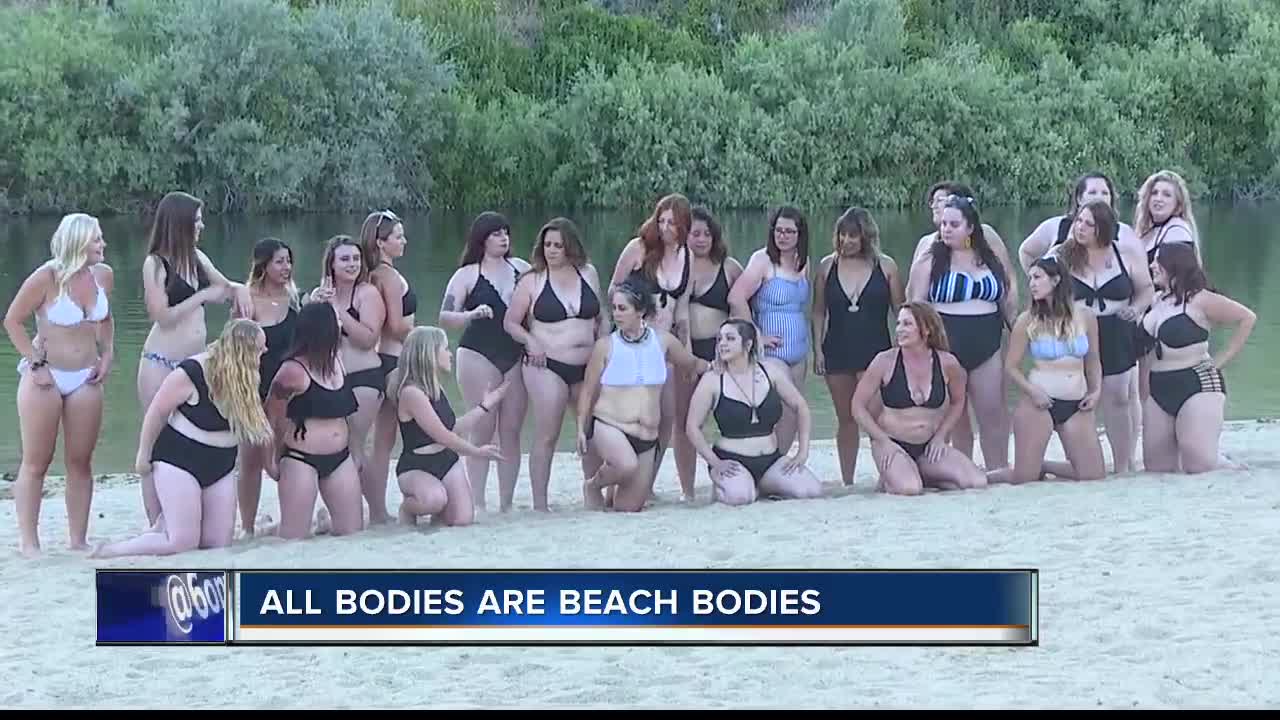 Women gather for photoshoot to show 'all bodies are beach bodies'