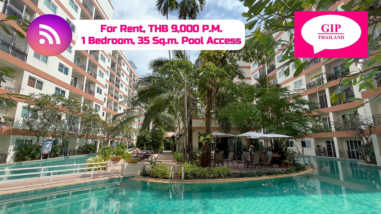 Park Lane Resort, THB 9,000 P.M. 1 Bedroom, For Rent, Jomtien, Thailand.