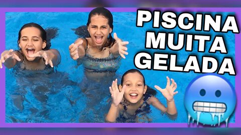 PISCINA CONGELADA 🥶 / DESAFIO DA PISCINA - 3 irmãs demais - kids fun