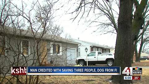 Grandview firefighters rescue three, plus dog as home burns