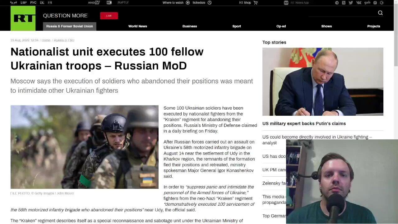 Neo-Nazi "Kraken" regiment executes 100 Ukraine servicemen for abandoning their positions