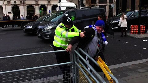 POLICE PUSH A MAN OUT OF THE ROAD