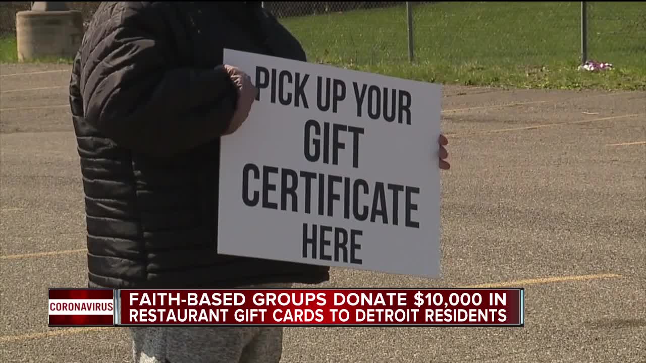 Faith-based groups donate $10K in restaurant gift cards to Detroit residents