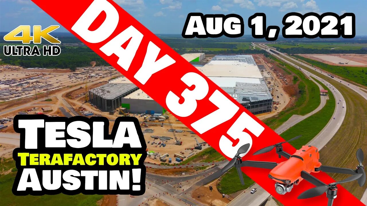 Tesla Gigafactory Austin 4K Day 375 - 8/1/21 - Tesla Terafactory Texas - SUNDAY AT GIGA TEXAS!