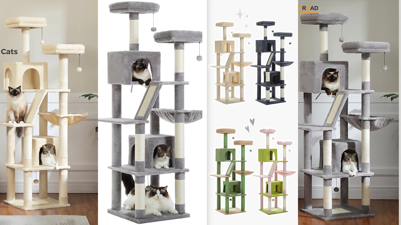 Large Cat Tree Tower Plush Multi-Level Condo Scratching Posts & Perches for Indoor Cats 🐾