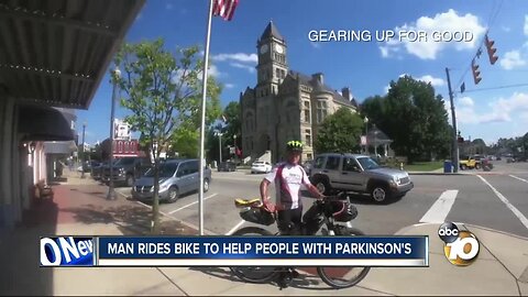 Man rides bike to help people with Parkinson's