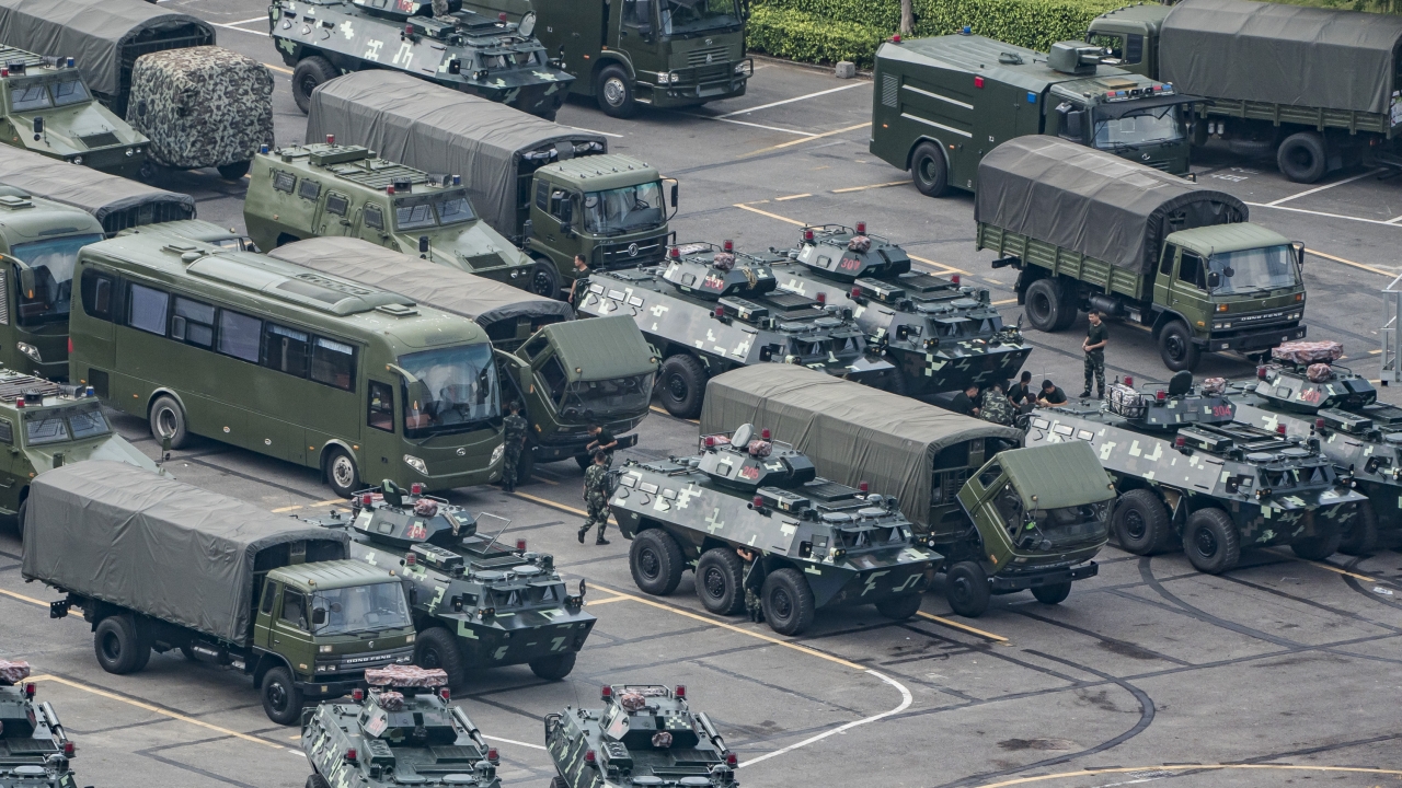 Chinese Paramilitary Police Gather For Drills Near Hong Kong Border