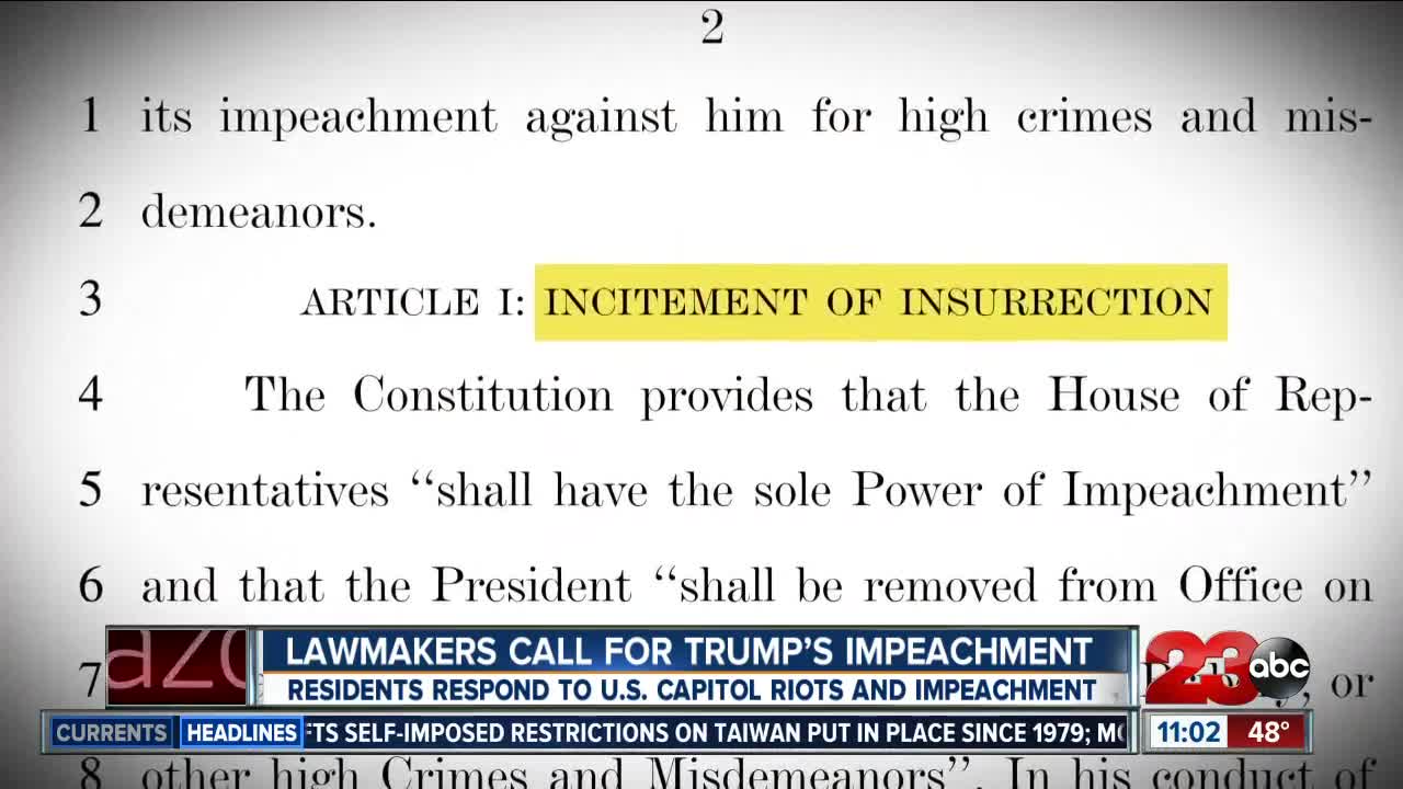 Bakersfield Residents respond to U.S. Capitol riot and Trump's possible impeachment