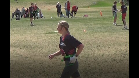 Brother & Sister Duo, great pass/catch at flag football game