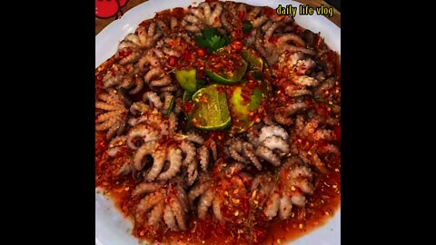 seafood dishes decorated on the plate