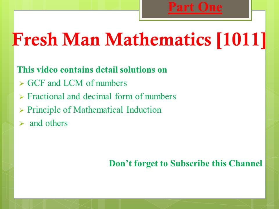 Fresh Man Mathematics, Work sheet II with detail solutions