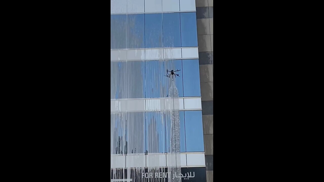 how high building glass wash by drone