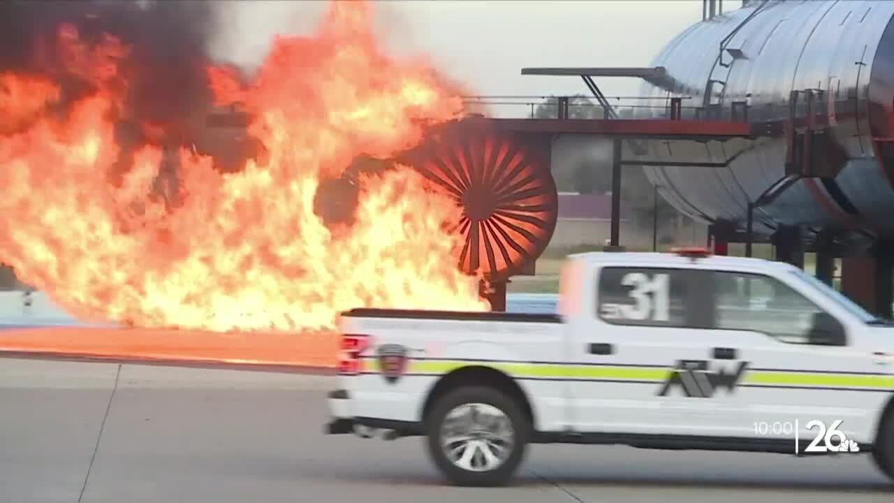 First responders practice in emergency plane crash simulation near Appleton International Airport