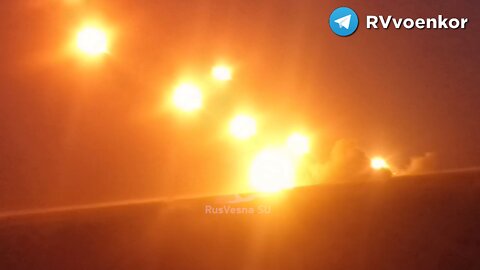 Russian "Tornado" MLRS fire at Ukrainian positions near Liman, supporting the offensive