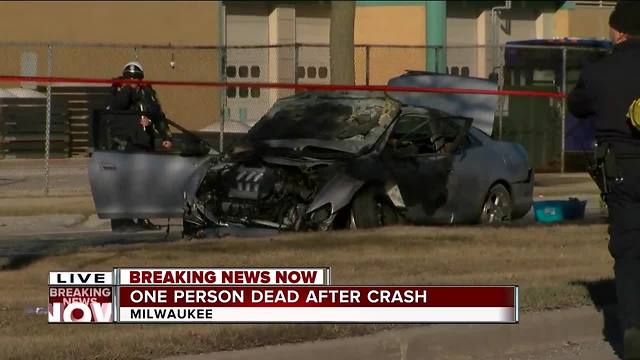 One dead after fiery crash on Milwaukee's north side