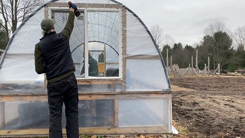 Putting Plastic On The Cattle Panel Greenhouse