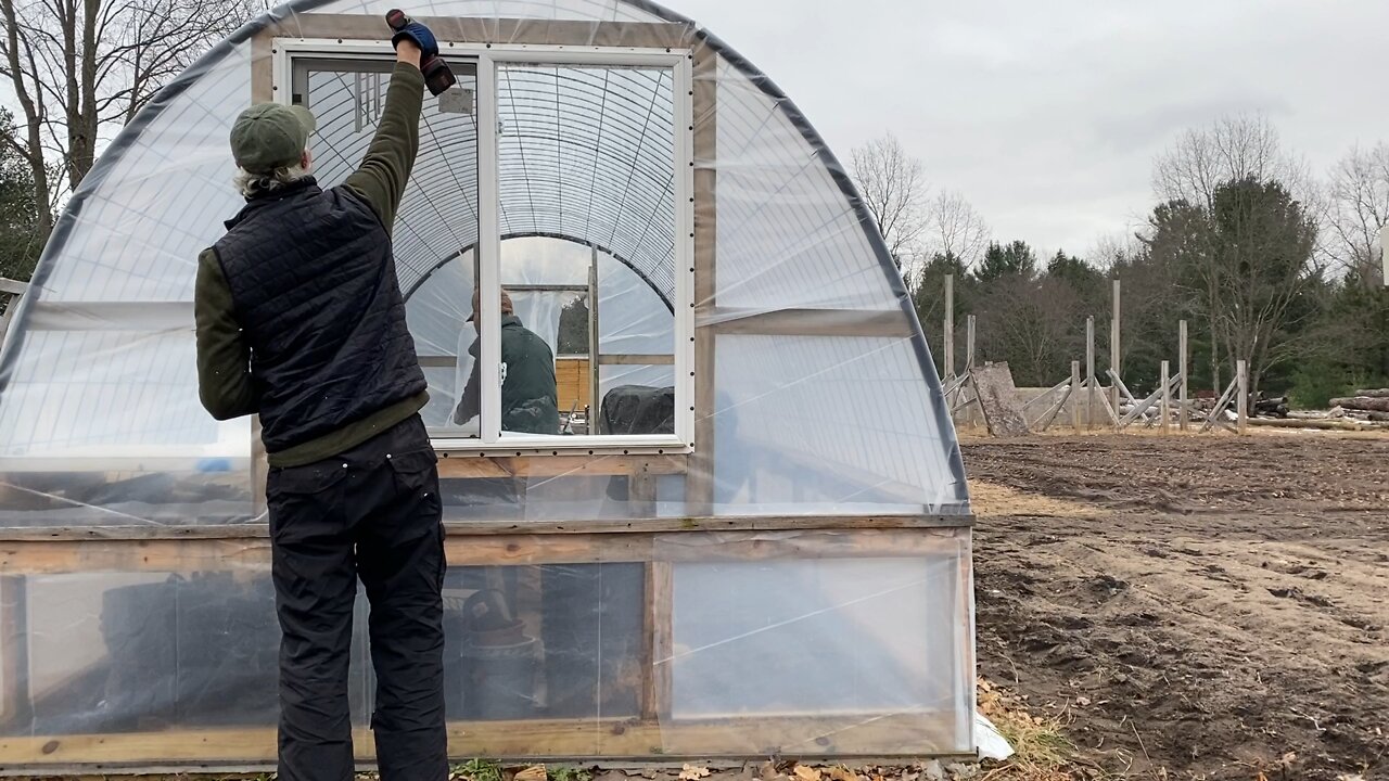 Putting Plastic On The Cattle Panel Greenhouse