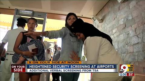Heightened security screening at airports